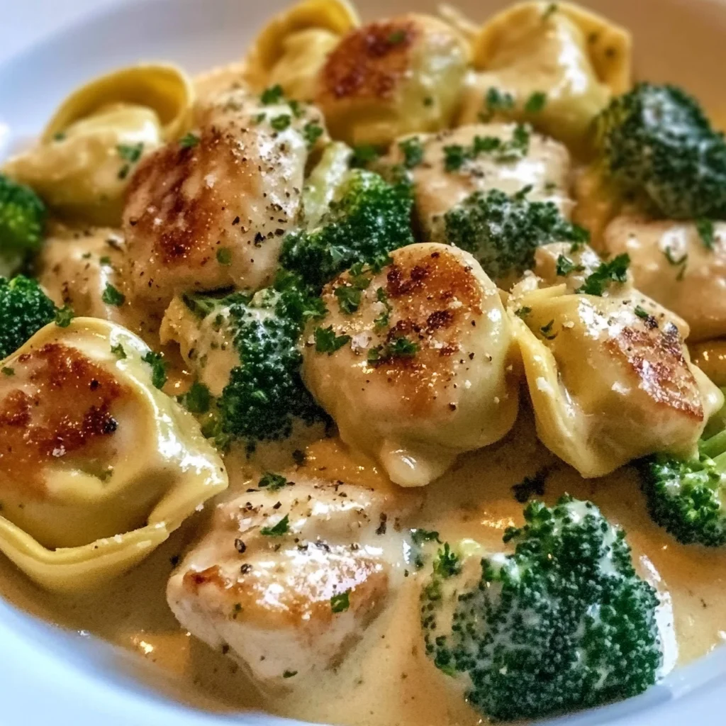 Creamy Garlic Parmesan Tortellini with Chicken & Broccoli