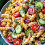 Creamy Tomato Cucumber Pasta Salad