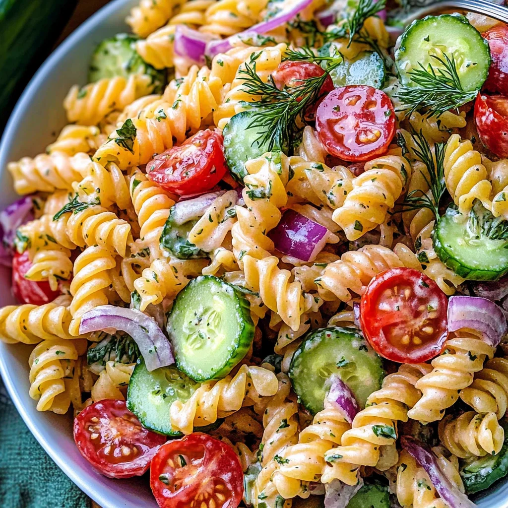 Creamy Tomato Cucumber Pasta Salad