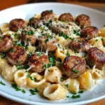 Garlic Butter Sausage Bites with Creamy Parmesan Pasta