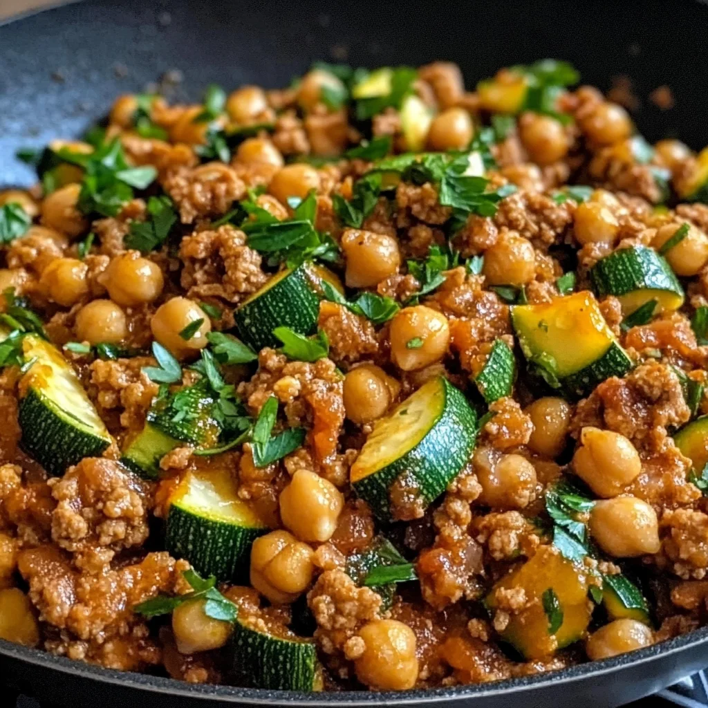 Ground Turkey Zucchini Chickpea Skillet