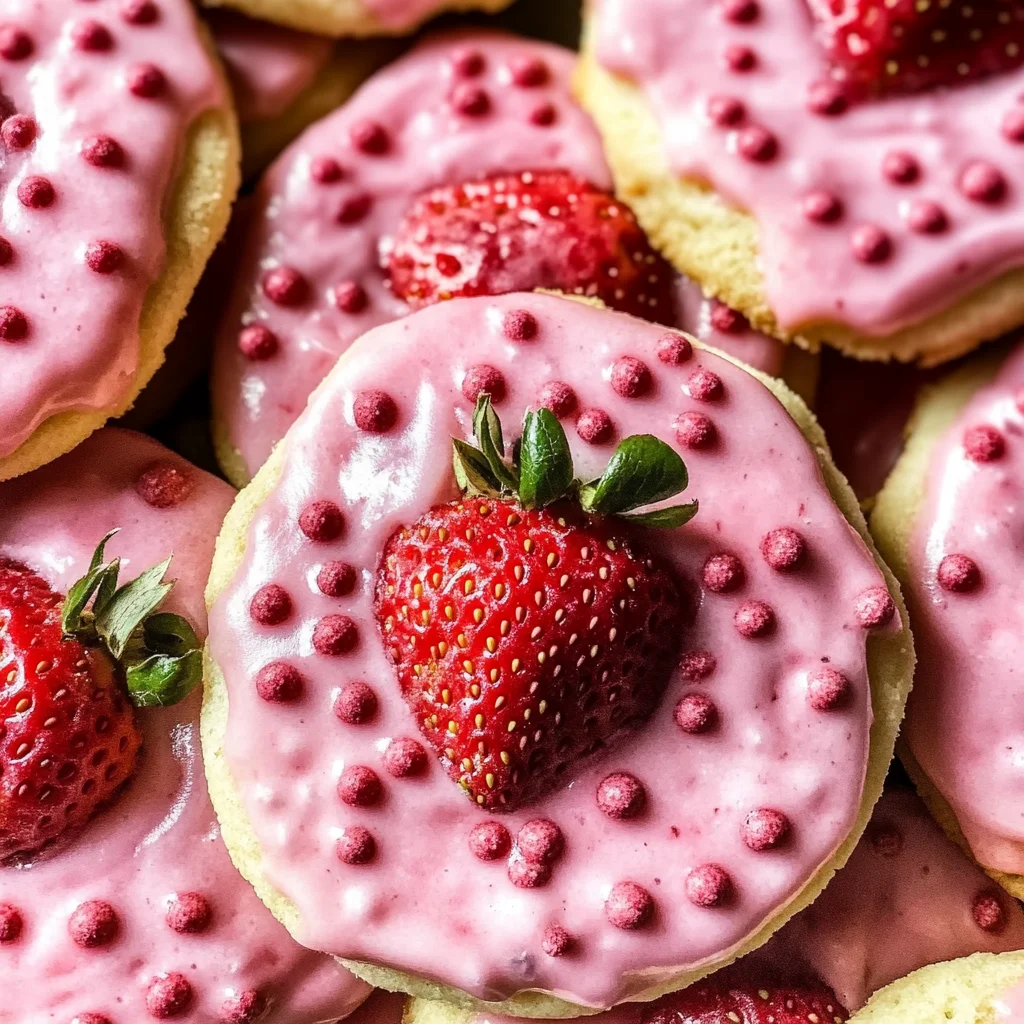 Iced Strawberry Sugar Cookies