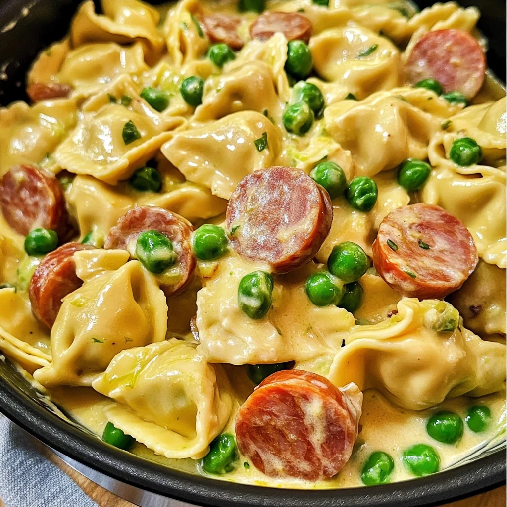 One Pot Creamy Kielbasa Tortellini