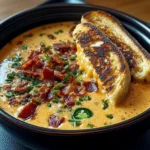 Spicy Jalapeño Popper Soup with Grilled Cheese Dippers